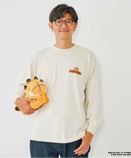 and D.petitmain / アンドディー. プティマイン Tシャツ | 【親子リンク】DadガーフィールドロンTEE（アイボリー）