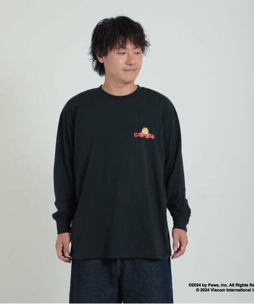 and D.petitmain / アンドディー. プティマイン Tシャツ | 【親子リンク】DadガーフィールドロンTEE（黒）