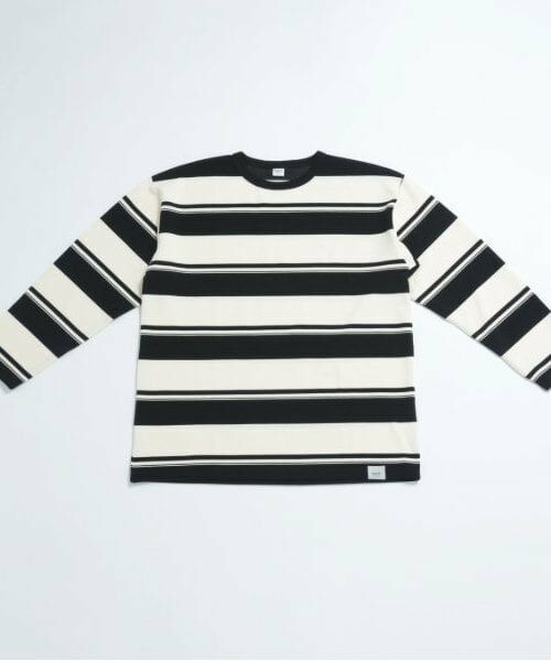 and D.petitmain / アンドディー. プティマイン Tシャツ | 【親子リンク】Dadマルチボーダー長袖ビッグTシャツ（黒）