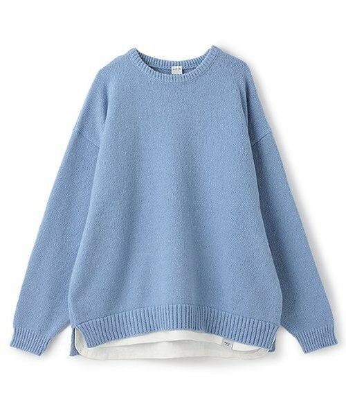 and D.petitmain / アンドディー. プティマイン ニット・セーター | 【親子リンク】洗濯機可 Dad裾レイヤードニット（ブルー）