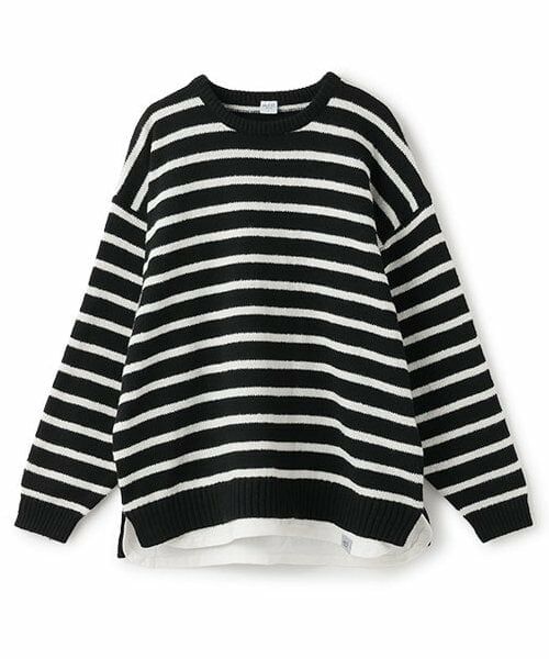 and D.petitmain / アンドディー. プティマイン ニット・セーター | 【親子リンク】洗濯機可 Dad裾レイヤードニット（ボーダー）