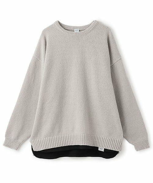 and D.petitmain / アンドディー. プティマイン ニット・セーター | 【親子リンク】洗濯機可 Dad裾レイヤードニット（ライト グレー）