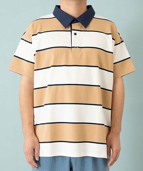 and D.petitmain / アンドディー. プティマイン Tシャツ | 【親子リンク】Dad衿つきラガー半T（ベージュ）