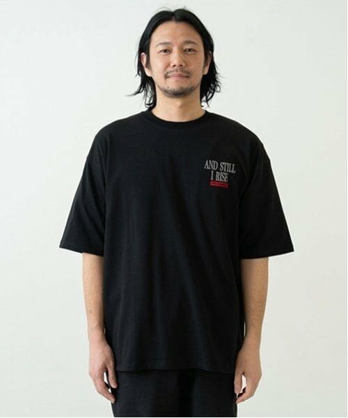 and D.petitmain / アンドディー. プティマイン Tシャツ | 【親子リンク】Dadロゴ刺しゅうビッグ半T（黒）