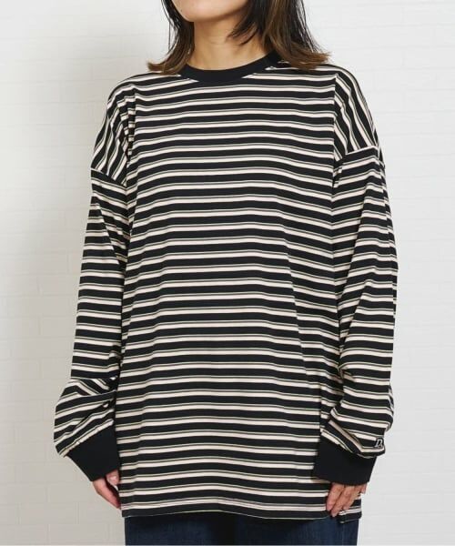 and D.petitmain / アンドディー. プティマイン Tシャツ | 【親子リンク】アソートボーダーワイドロンT（黒）