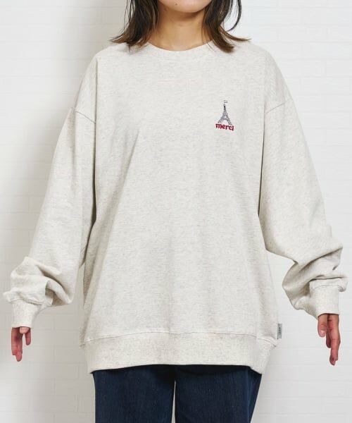 and D.petitmain / アンドディー. プティマイン スウェット | 【親子リンク】スウェットシティアイコン刺繍ワイドプルオーバ-（オートミール）