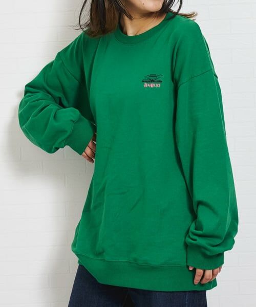 and D.petitmain / アンドディー. プティマイン スウェット | 【親子リンク】スウェットシティアイコン刺繍ワイドプルオーバ-（グリーン）