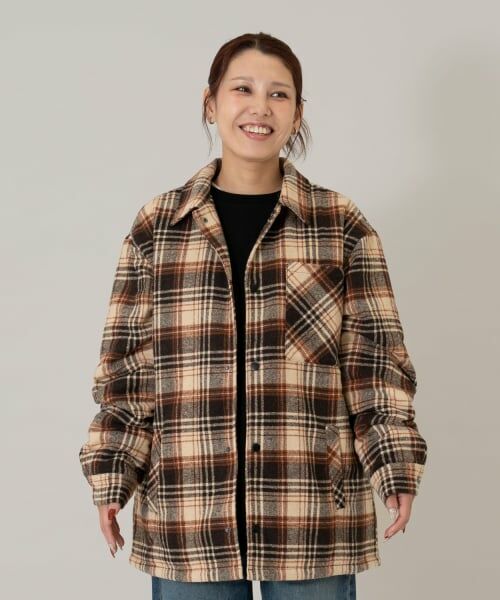 and D.petitmain / アンドディー. プティマイン ブルゾン | 【親子リンク】チェックジャケット/アウター/親子リンク（茶）