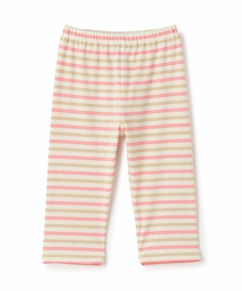 and D.petitmain / アンドディー. プティマイン レギンス・スパッツ | 【365D】リブボーダー6分丈レギンス（ピンク）