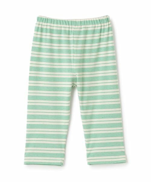 and D.petitmain / アンドディー. プティマイン レギンス・スパッツ | 【365D】リブボーダー6分丈レギンス（ライト グリーン）