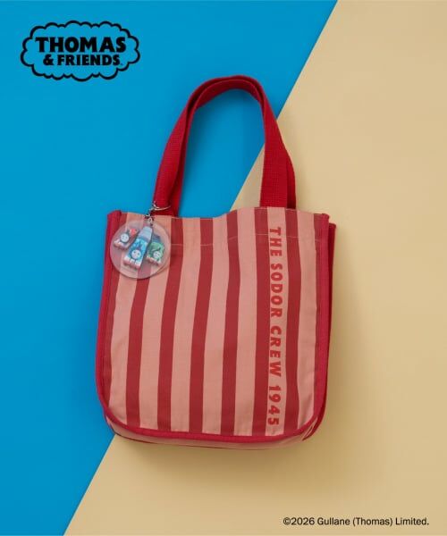 and D.petitmain / アンドディー. プティマイン トートバッグ | 【きかんしゃトーマス】チャーム付きストライプミニトート（ピンク）