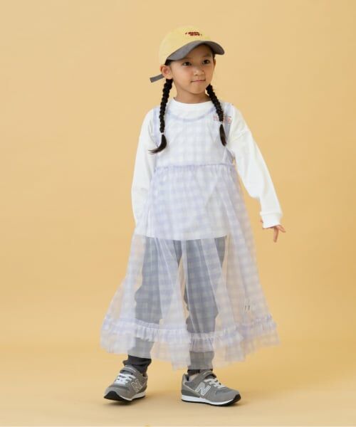 and D.petitmain / アンドディー. プティマイン ミニ丈・ひざ丈ワンピース | シフォンチェックワンピース（ラベンダー）