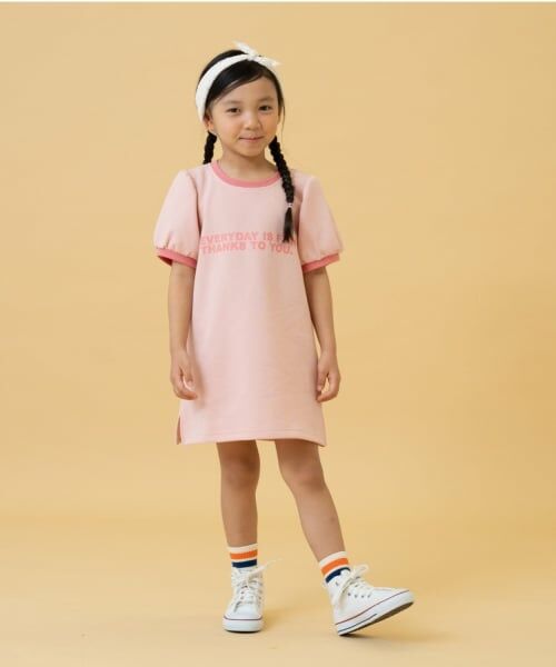 and D.petitmain / アンドディー. プティマイン ミニ丈・ひざ丈ワンピース | 鹿の子リンガーワンピース（ピンク）