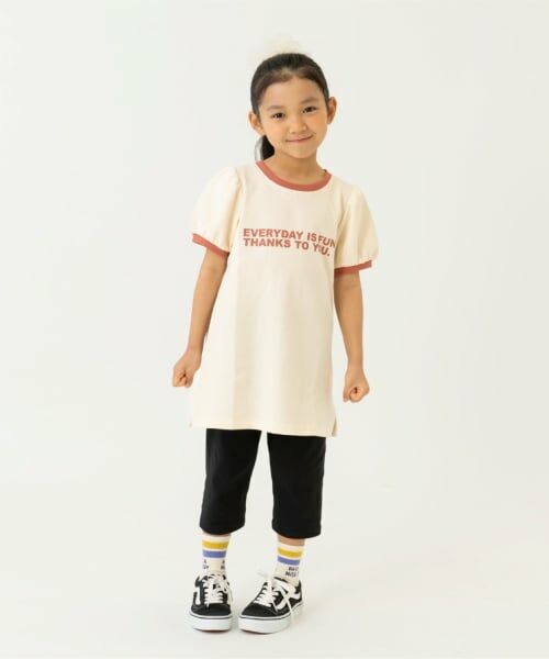 and D.petitmain / アンドディー. プティマイン ミニ丈・ひざ丈ワンピース | 鹿の子リンガーワンピース（ベージュ）