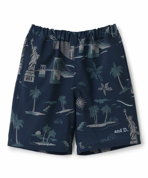 and D.petitmain / アンドディー. プティマイン ショート・ハーフ・半端丈パンツ | 【水陸両用】【SETUP可】総ガラショートパンツ（紺）