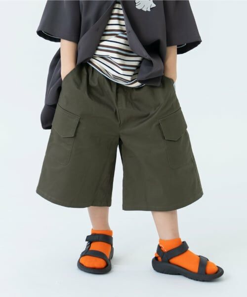 and D.petitmain / アンドディー. プティマイン ショート・ハーフ・半端丈パンツ | カーゴハーフパンツ（カーキ）