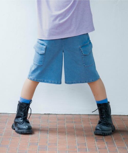 and D.petitmain / アンドディー. プティマイン ショート・ハーフ・半端丈パンツ | カーゴハーフパンツ（ブルー）