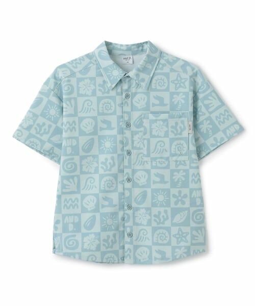 and D.petitmain / アンドディー. プティマイン シャツ・ブラウス | 【水陸両用】【SETUP可】総ガラ半袖シャツ（薄カーキ）