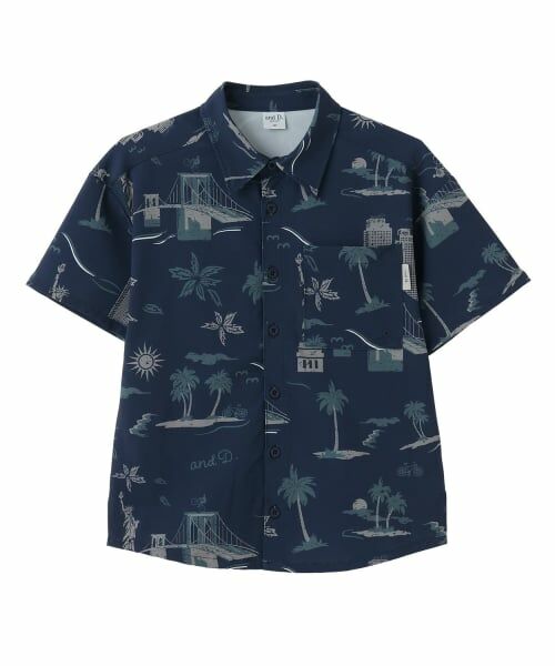 and D.petitmain / アンドディー. プティマイン シャツ・ブラウス | 【水陸両用】【SETUP可】総ガラ半袖シャツ（紺）
