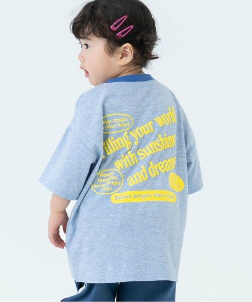 and D.petitmain / アンドディー. プティマイン Tシャツ | アソート発砲プリントリンガーワイド半袖T（ライト ブルー）