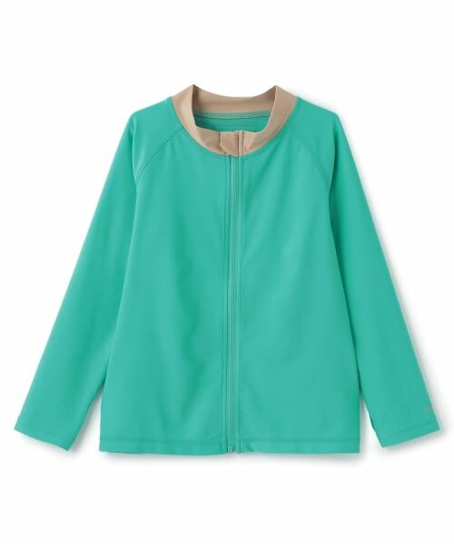 and D.petitmain / アンドディー. プティマイン 水着・スイムグッズ | 【SWIM】フィンガーホールつきZIPラッシュガード（エメラルド グリーン）