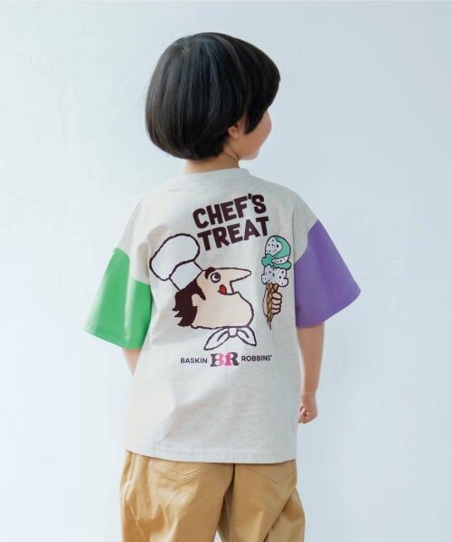 and D.petitmain / アンドディー. プティマイン Tシャツ | 【サーティワン アイスクリーム】ワイドシルエットマルチカラーバックプリント半袖T(オートミール)