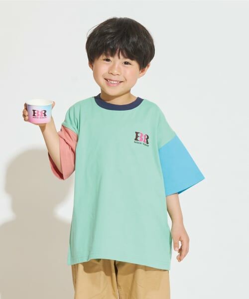 and D.petitmain / アンドディー. プティマイン Tシャツ | 【サーティワン アイスクリーム】ワイドシルエットマルチカラーバックプリント半袖T(エメラルド グリーン)