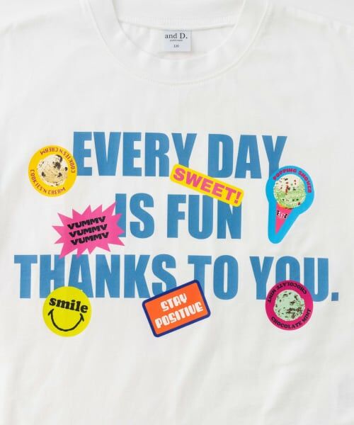 and D.petitmain / アンドディー. プティマイン Tシャツ | 【サーティワン アイスクリーム】ワイドシルエットステッカー風プリント半袖T | 詳細7