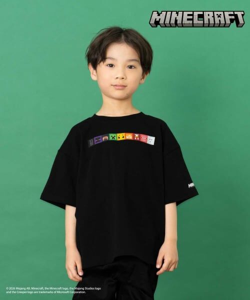 and D.petitmain / アンドディー. プティマイン Tシャツ | 【マインクラフト】スクエアアイコンフェイス半袖T(黒)