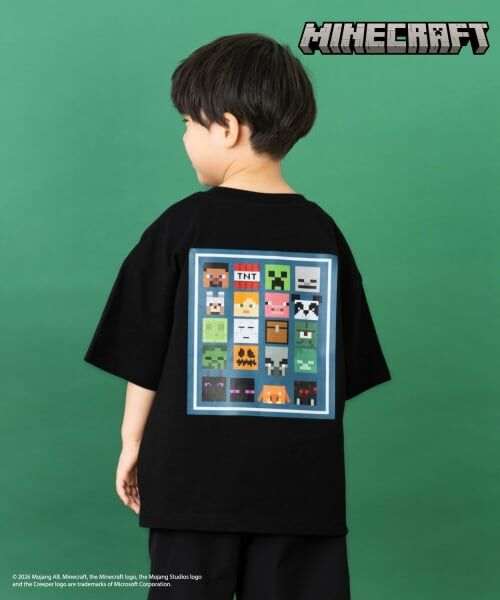 and D.petitmain / アンドディー. プティマイン Tシャツ | 【マインクラフト】アイコンブロックバック半袖T(黒)