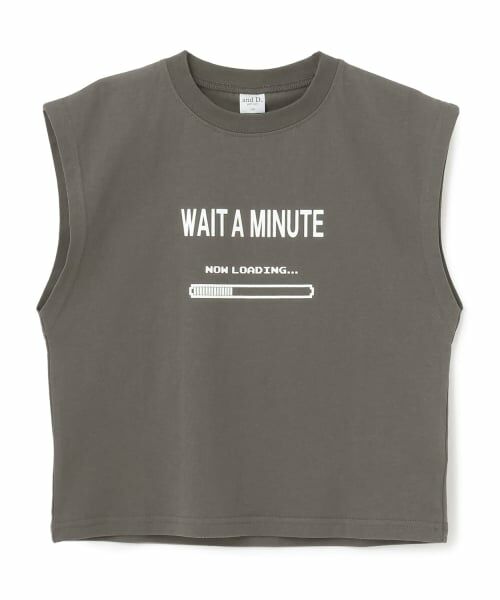 and D.petitmain / アンドディー. プティマイン Tシャツ | ロゴプリントタンクTEE（チャコール）
