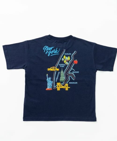 and D.petitmain / アンドディー. プティマイン Tシャツ | アソートスカジャン風半袖T(紺)