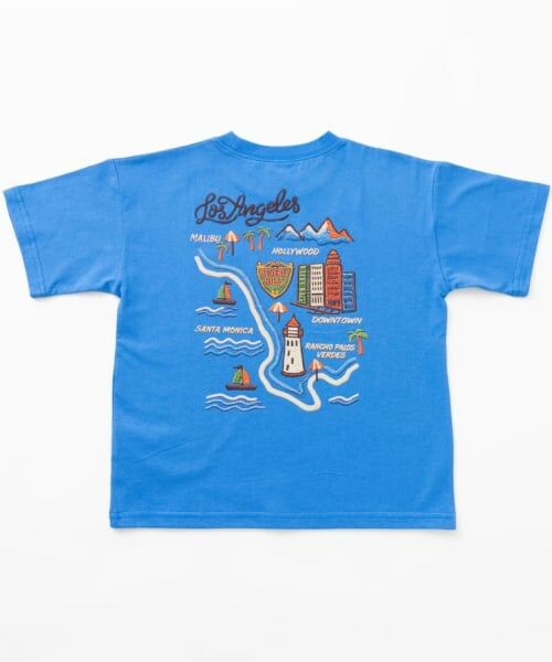and D.petitmain / アンドディー. プティマイン Tシャツ | アソートスカジャン風半袖T(ブルー)