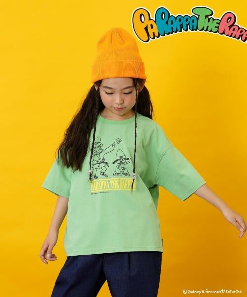 and D.petitmain / アンドディー. プティマイン Tシャツ | 【パラッパラッパー】カラーワイド配色ロゴ半袖T(グリーン)