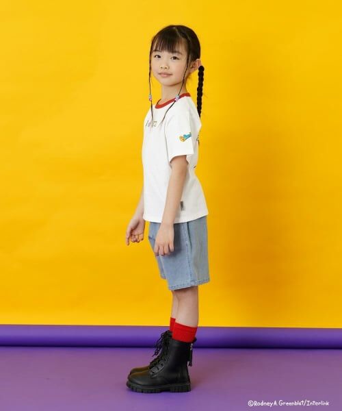 and D.petitmain / アンドディー. プティマイン Tシャツ | 【親子リンク】【パラッパラッパー】リンガー配色半袖T | 詳細2