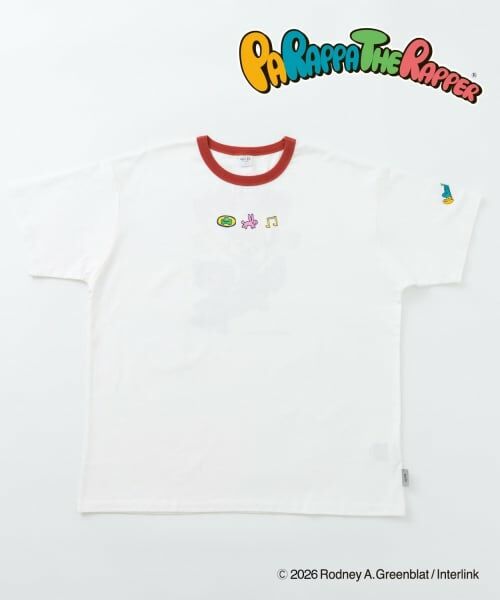 and D.petitmain / アンドディー. プティマイン Tシャツ | 【親子リンク】【パラッパラッパー】リンガー配色半袖T（白）