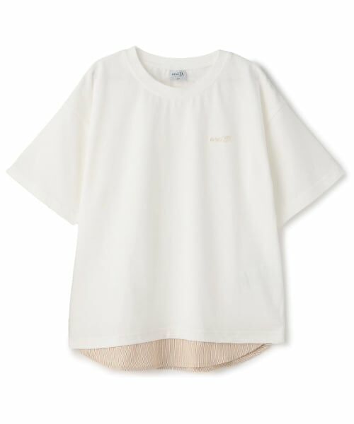and D.petitmain / アンドディー. プティマイン Tシャツ | 裾レイヤード風ワイドシルエット半袖T(オフ ホワイト)