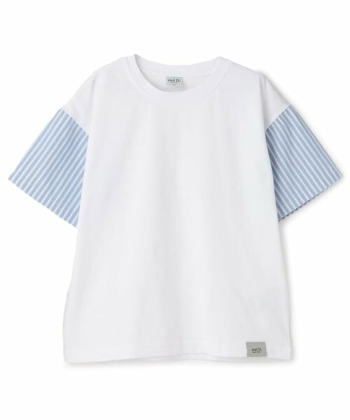and D.petitmain / アンドディー. プティマイン Tシャツ | 袖異素材ワイドシルエット半袖T(白)