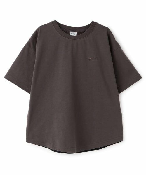 and D.petitmain / アンドディー. プティマイン Tシャツ | 背面異素材切替ワイドシルエット半袖T(チャコール)