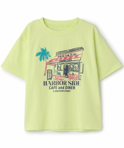 and D.petitmain / アンドディー. プティマイン Tシャツ | 【綿100】【365D】アソートビーチプリント半袖Tシャツ(黄)