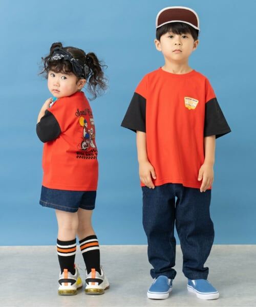 and D.petitmain / アンドディー. プティマイン Tシャツ | 【綿100%】【365D.】アソートドライブプリント半袖Tシャツ(赤)