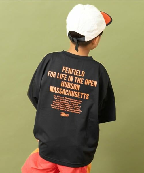 and D.petitmain / アンドディー. プティマイン Tシャツ | 【Penfield】【親子リンク】【接触冷感】キッズメッセージロゴバックBIG Tシャツ（黒）