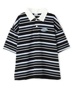 and D.petitmain / アンドディー. プティマイン Tシャツ | マルチボーダービッグシルエット半袖ラガーシャツ