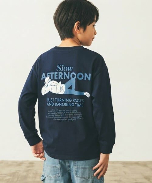 and D.petitmain / アンドディー. プティマイン Tシャツ | 【365D.】OFUZAKEワイド長袖Tシャツ（紺）