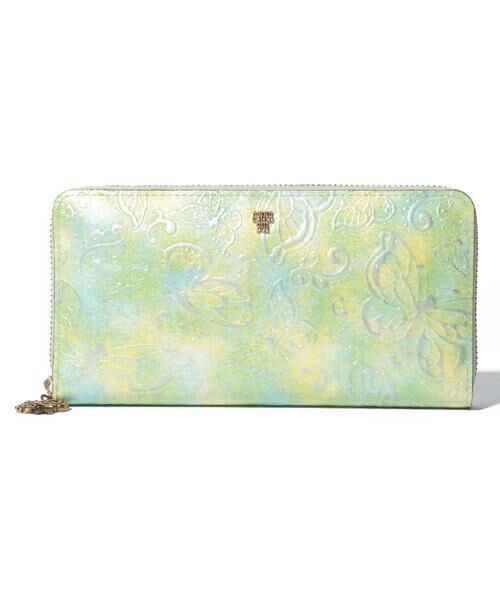 ANNA SUI / アナスイ 財布・コインケース・マネークリップ | パピヨン ラウンド長財布 ライトブルー2（グリーン）