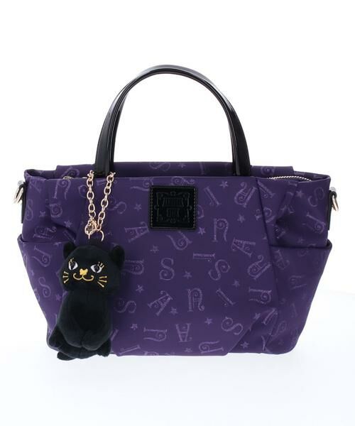 8,000円ANNA SUI ホーリー　ショルダーバッグ　猫　チャーム付き　紫　アナスイ