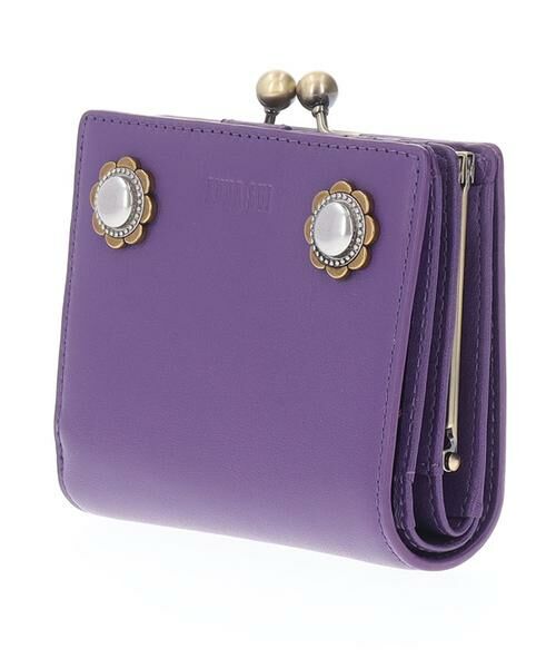 ★美品★ANNA SUI ビーハート 二つ折り財布 ビジュー ウォレット　ケース セール】 ヴィンテージボタン 口金二つ折り財布 パープル （財布