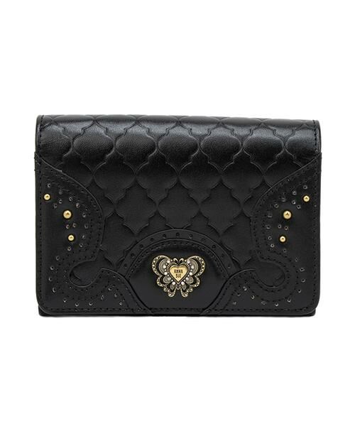 新品タグ付き【ANNA SUI アナスイ】エレノア 二つ折り財布 黒 アナスイ ANNA SUI エレノア 口金二つ折り財布 （パープル