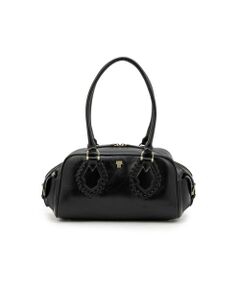 アナスイ　ハンドバッグ　黒　ロゴプレート　エナメル　ワンショルダー　s82 アナスイ ハンドバッグ 黒 ロゴプレート エナメル ワン