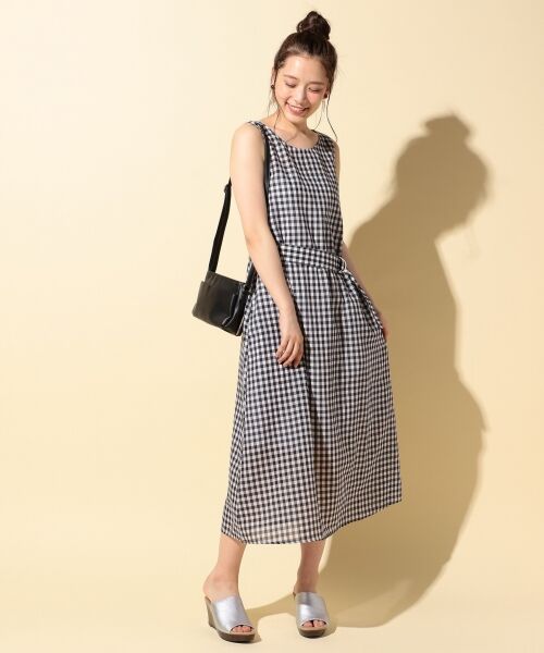 セール 接触冷感 ウォッシャブルリネンギンガム ワンピース ミニ丈 ひざ丈ワンピース Any Fam エニィファム ファッション通販 タカシマヤファッションスクエア